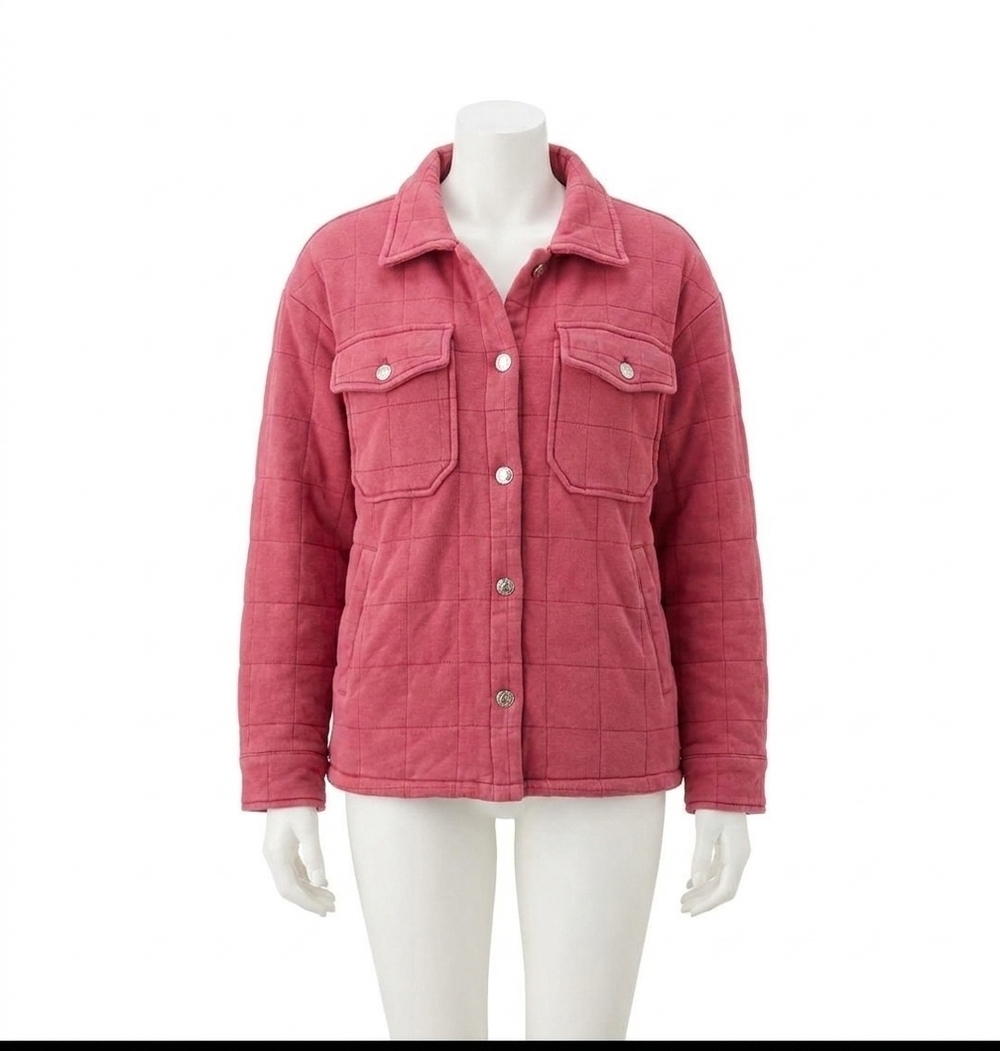 NEW DAVI & DANI rachel quilted shacket in brick